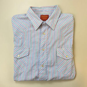 Rustler Shirt Mens XXL Blue Stripe Pearl Snap Cowboy Rockabilly Rodeo Heritage